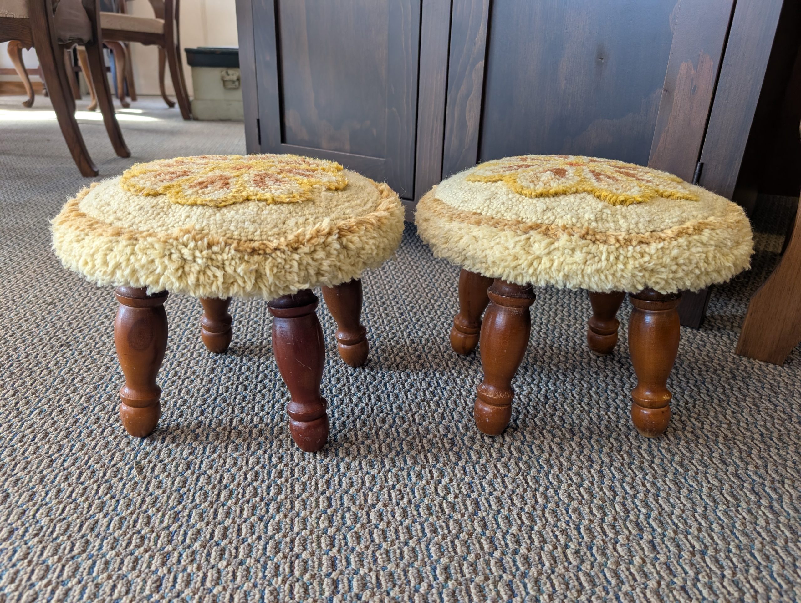 Hooked Floral Ottoman. Each: