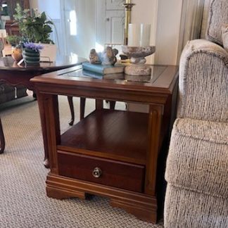 GLASS TOP SINGLE DRAWER END TABLE