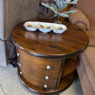 Dark Pine Round End Table