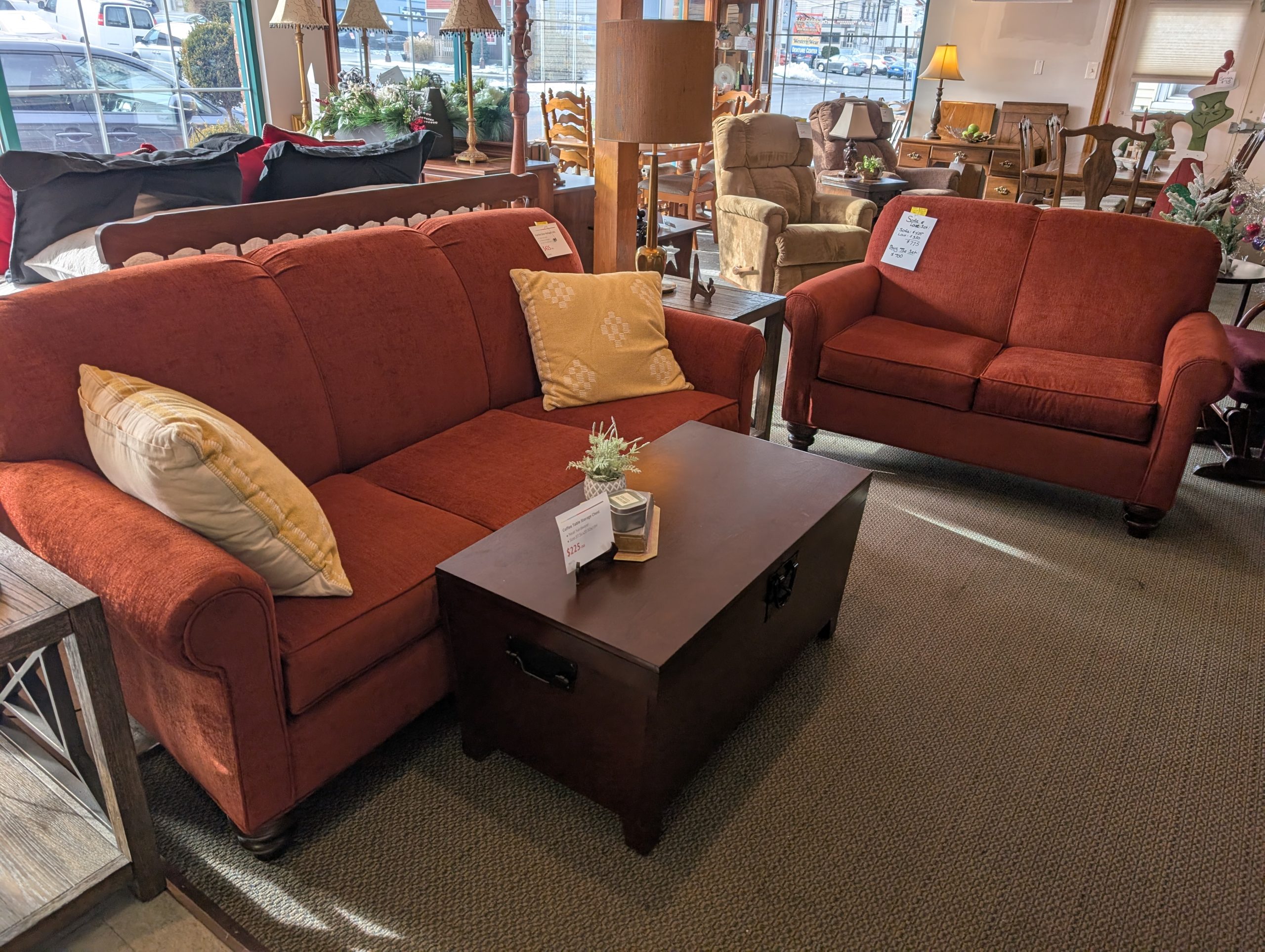 Paprika Hallagan Sofa and Loveseat Set