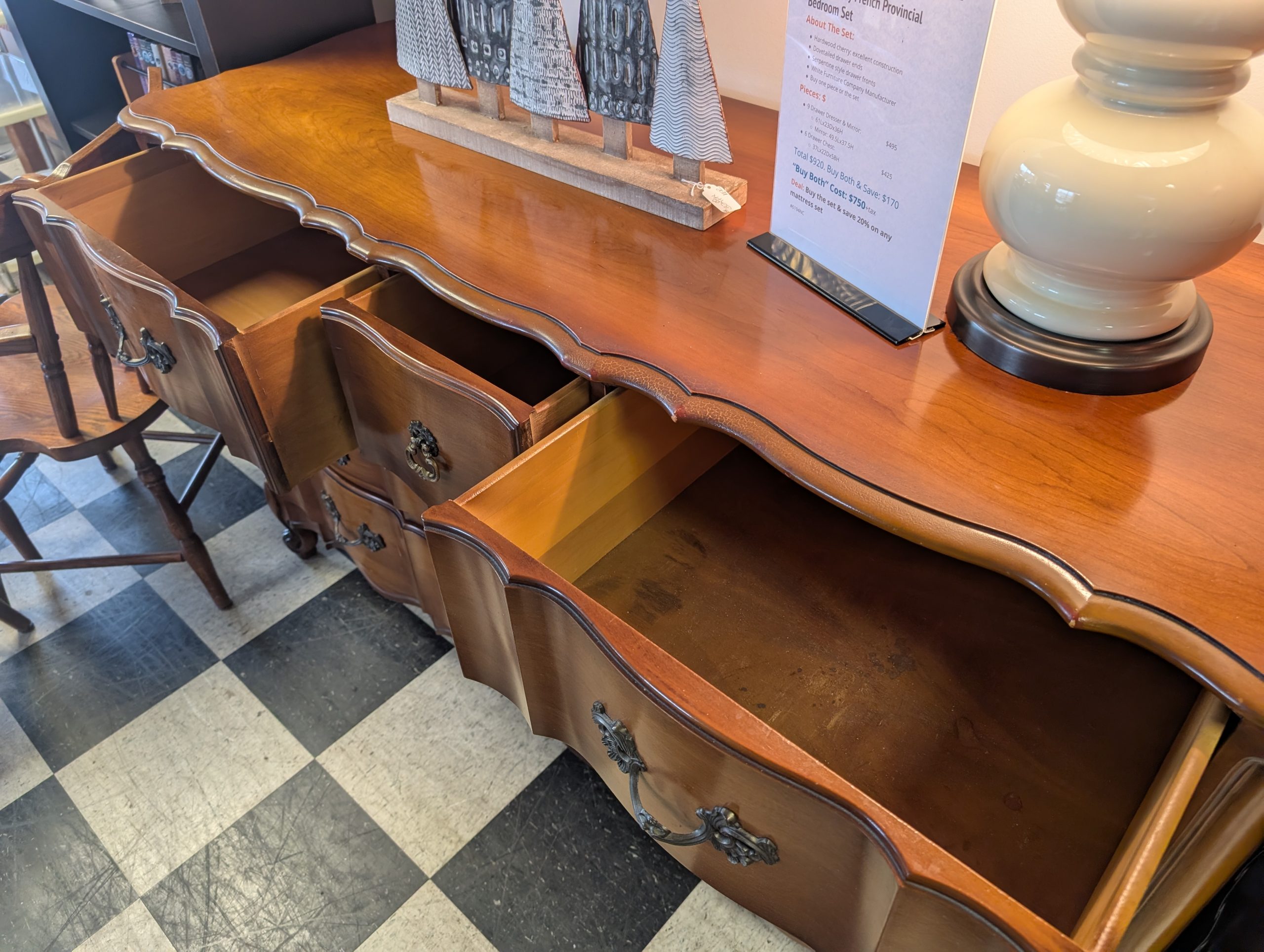 Solid Cherry French Provincial Bedroom Set - Image 5