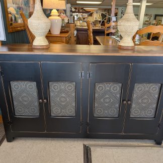 Black Cabinet with Tin Doors