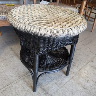 Black Wicker End Table