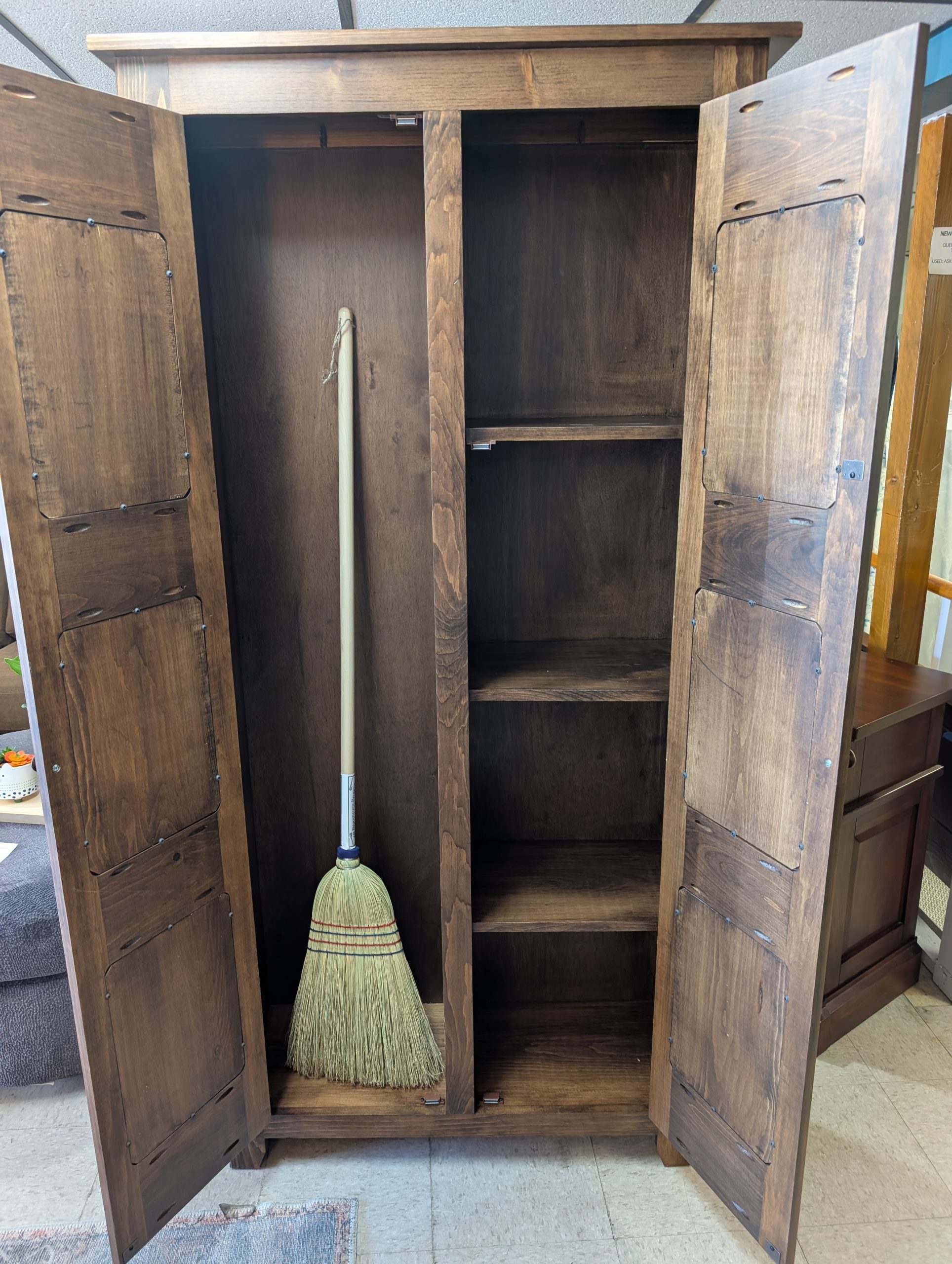 Walnut Brown Pantry Broom Cabinet - Image 2