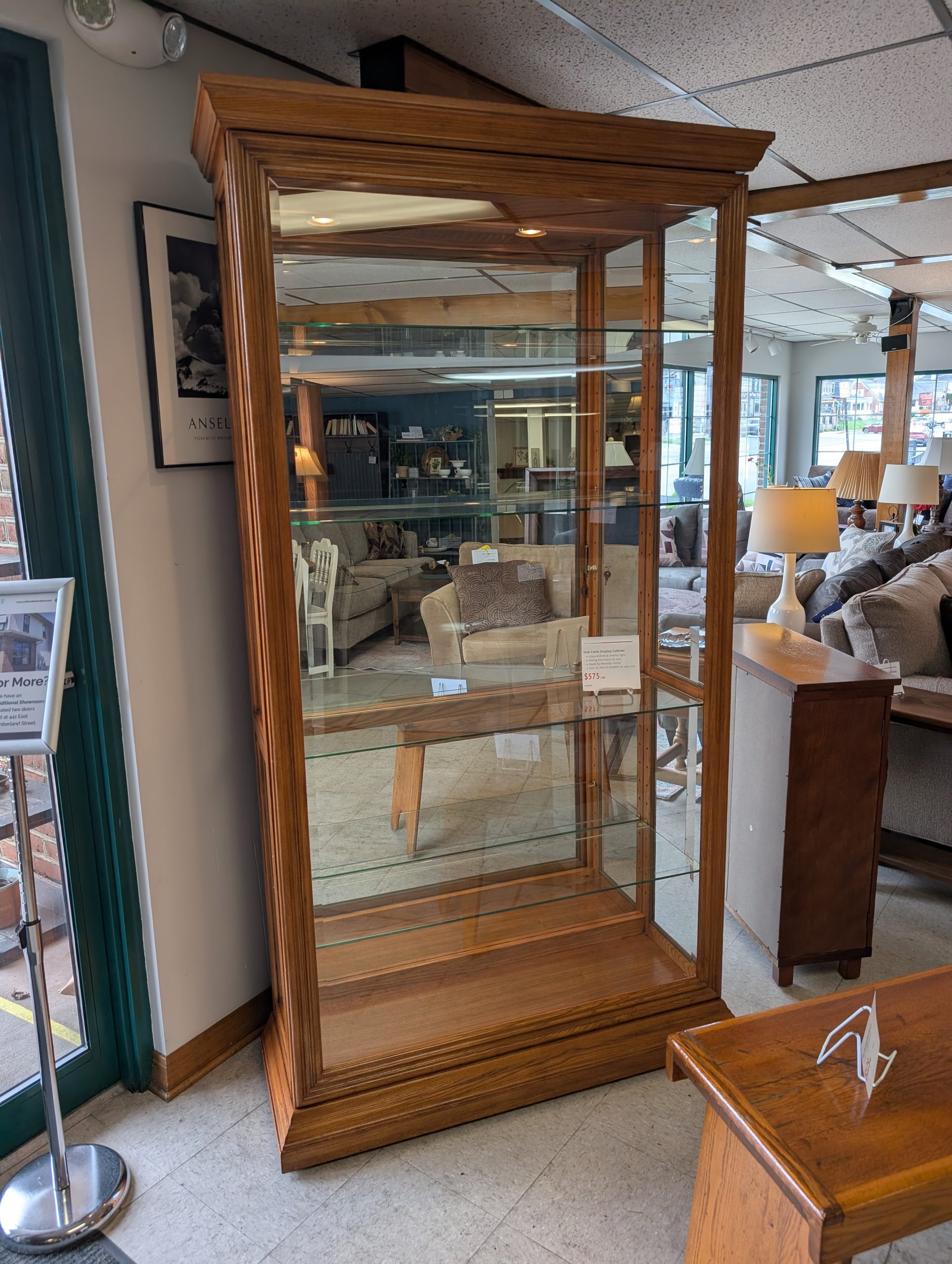 Oak Display Curio Cabinet - Image 3