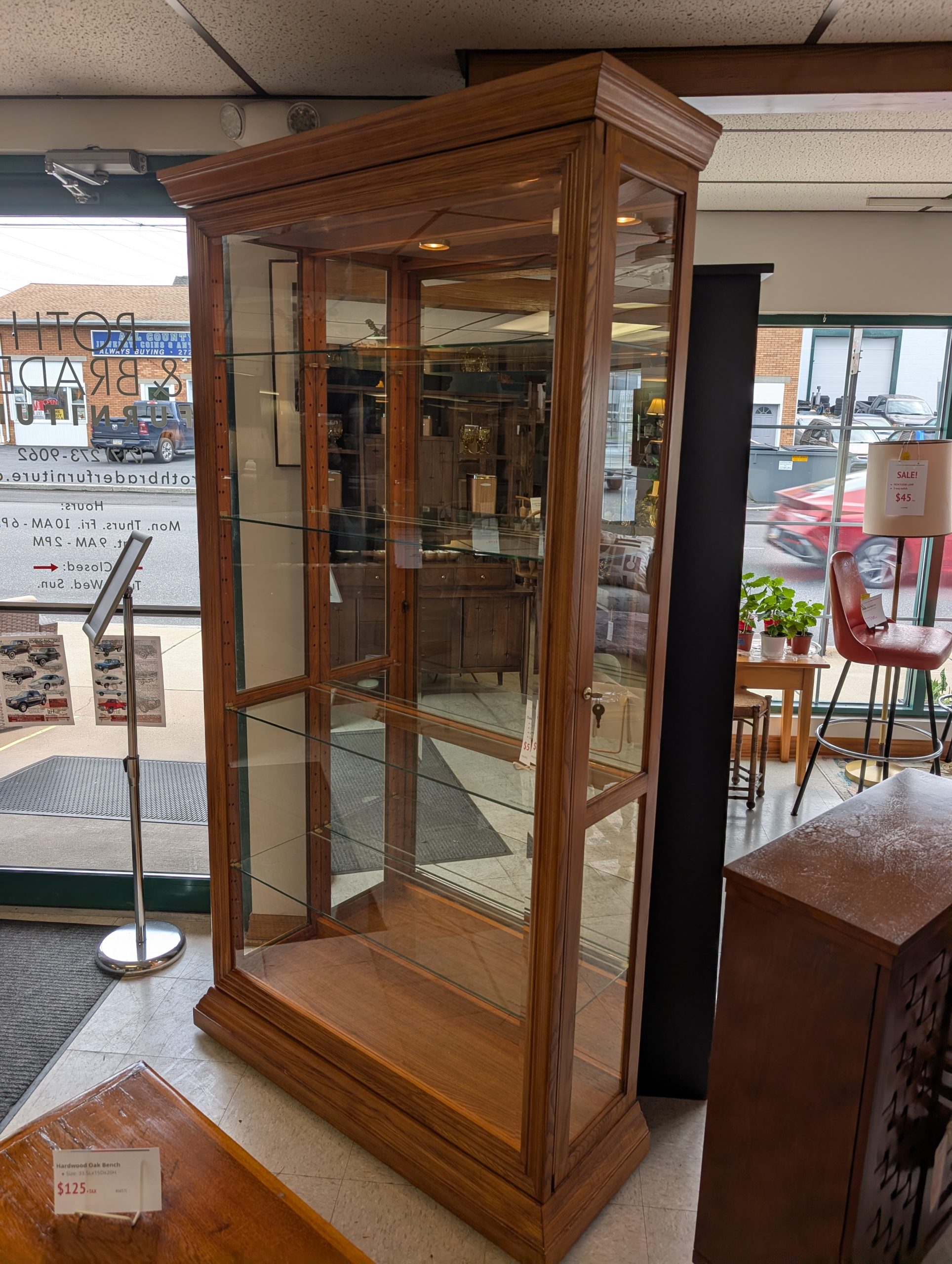 Oak Display Curio Cabinet - Image 4