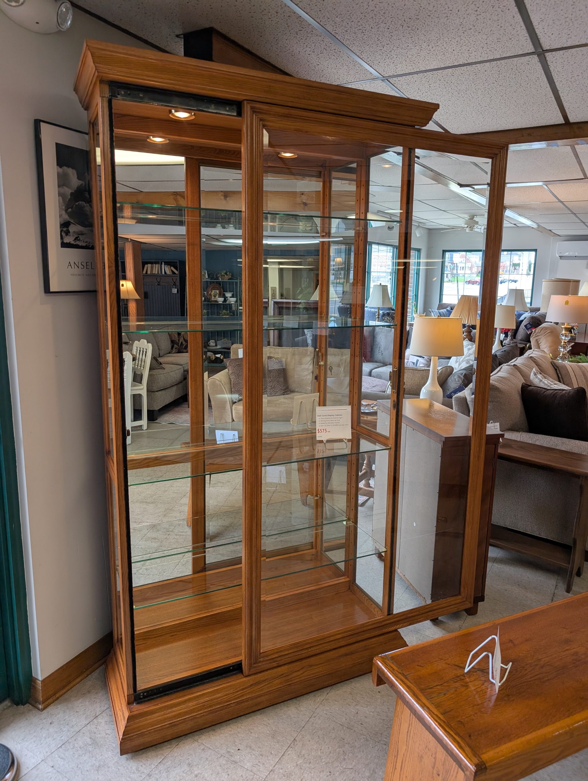 Oak Display Curio Cabinet - Image 2