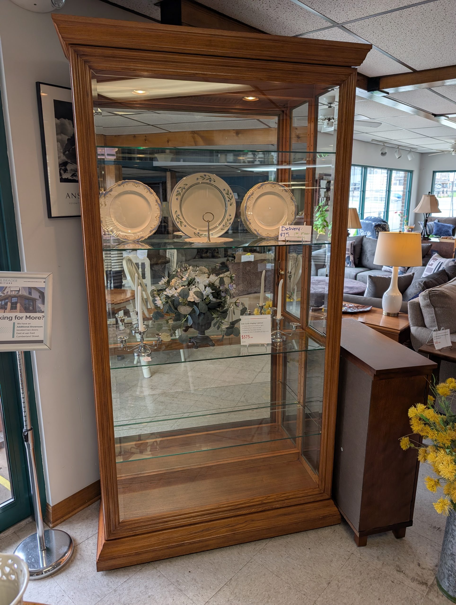 Oak Display Curio Cabinet