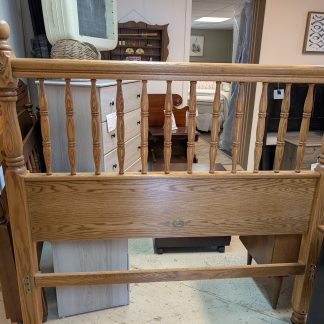Oak Full Size Headboard with Metal Rails