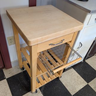 Butcher Block Kitchen Cart with Rack