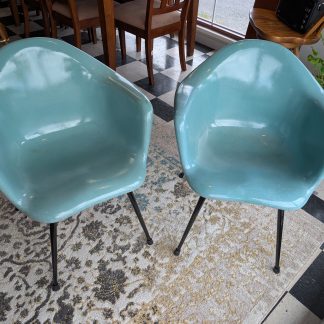 MCM Aqua Fiberglass Molded Chair Set