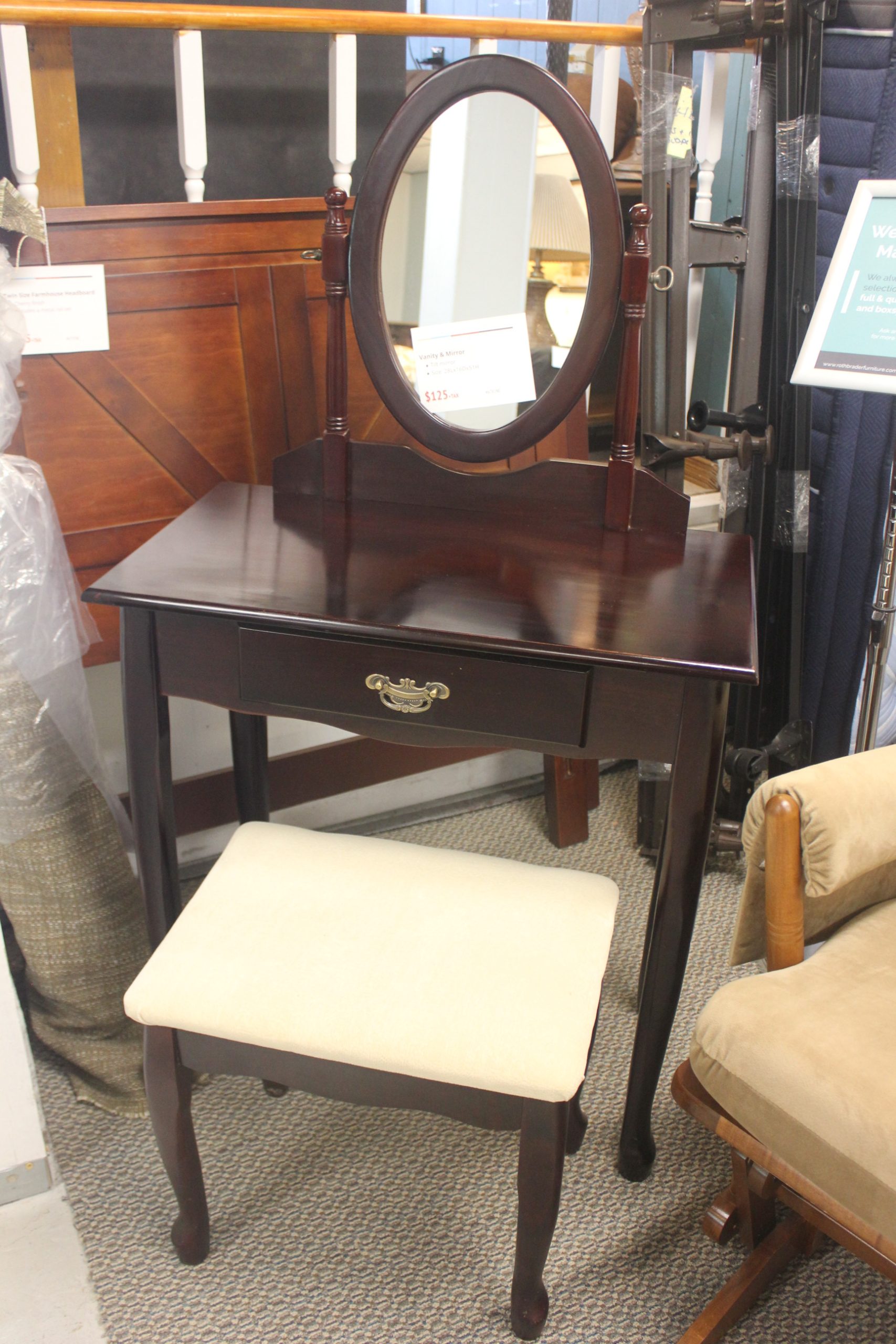 Dark Finish Vanity and Mirror