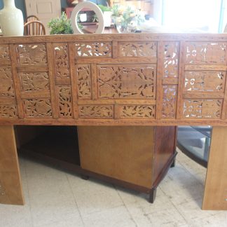 Queen Carved Wooden Headboard with Rails