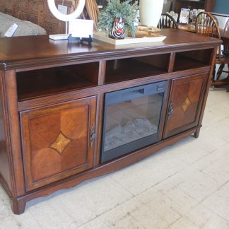 Large Cherry Finish Fireplace TV Stand