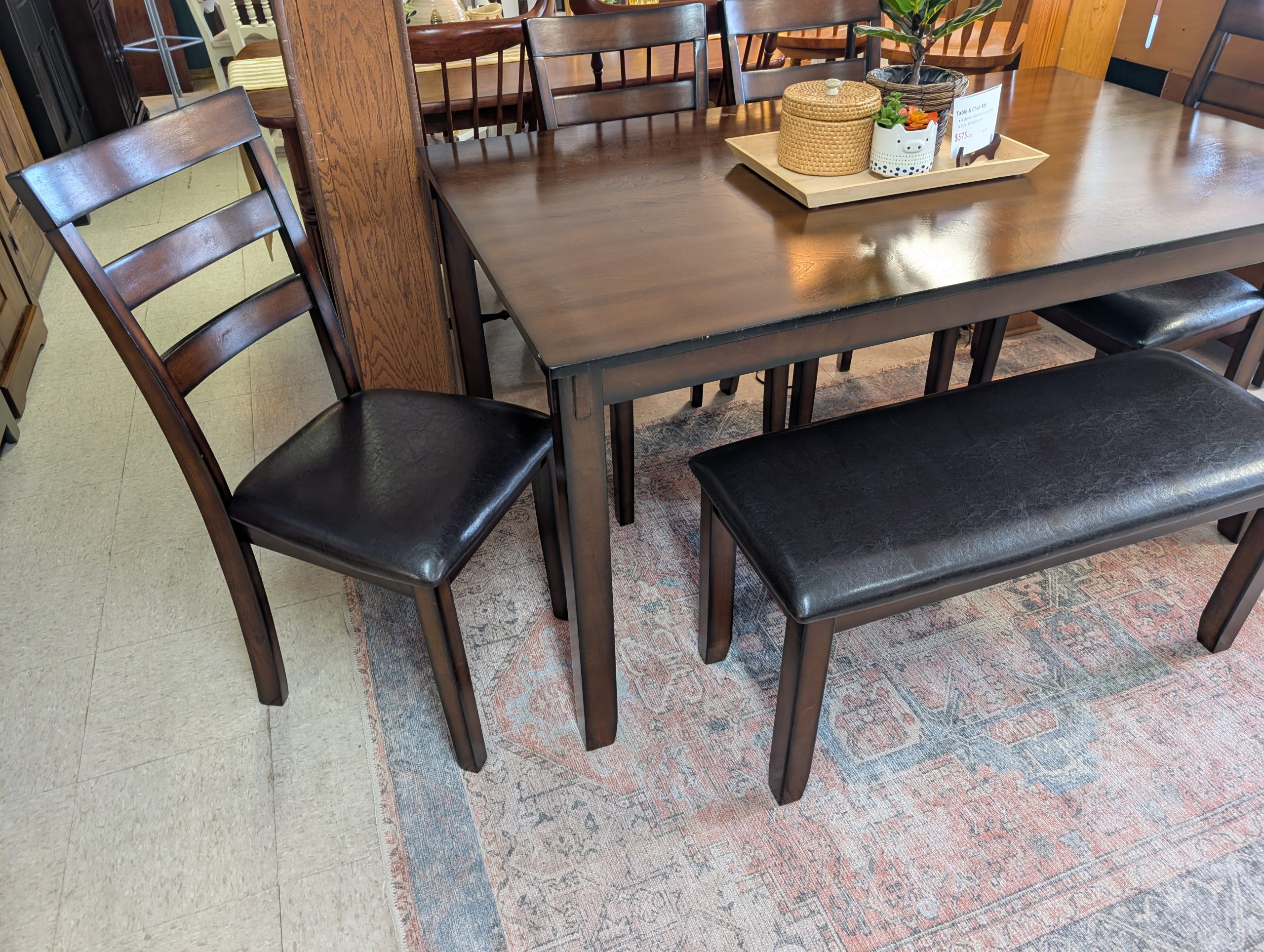 Table and Chair Set with Bench - Image 2