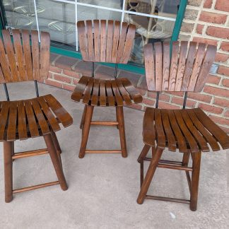 MCM Wooden Slat Kitchen Chair Set