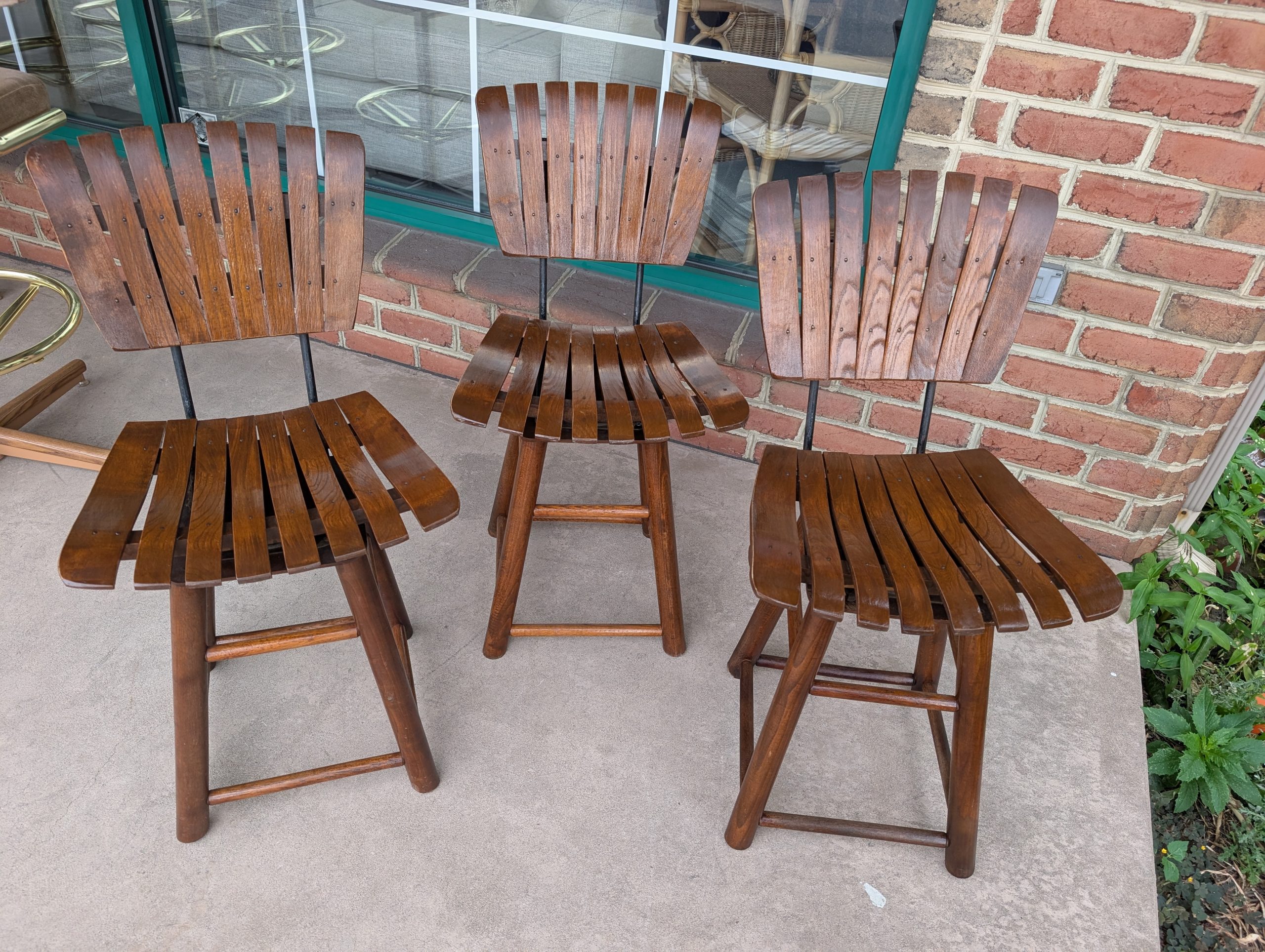MCM Wooden Slat Kitchen Chair Set