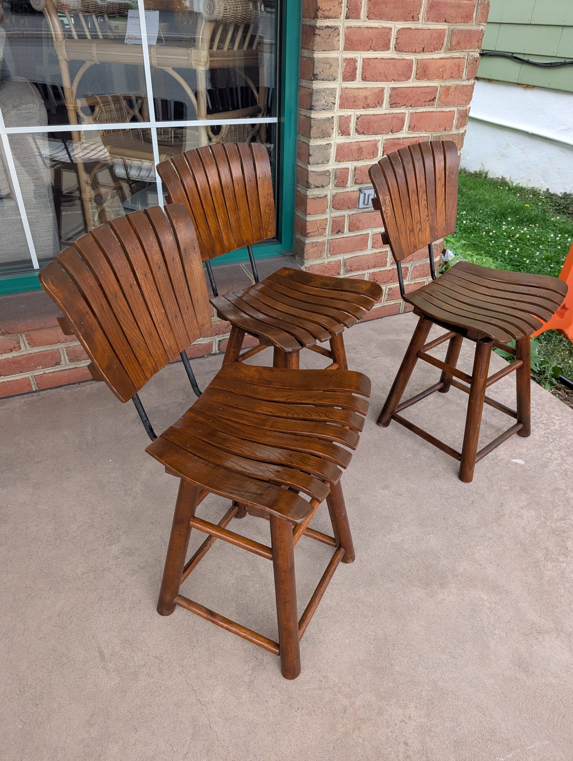 MCM Wooden Slat Kitchen Chair Set - Image 3