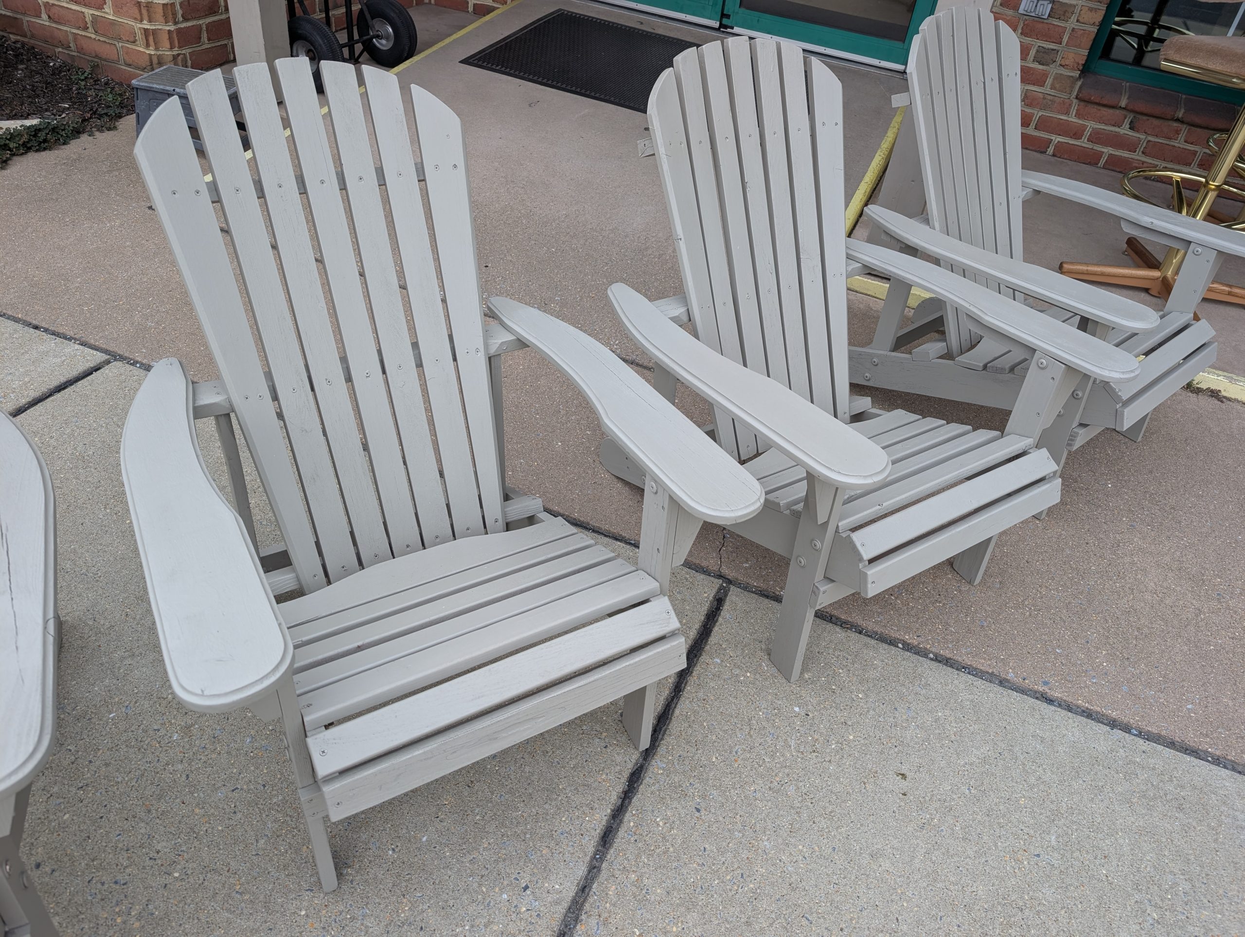 4 Gray Wooden Adirondack Chairs - Image 3