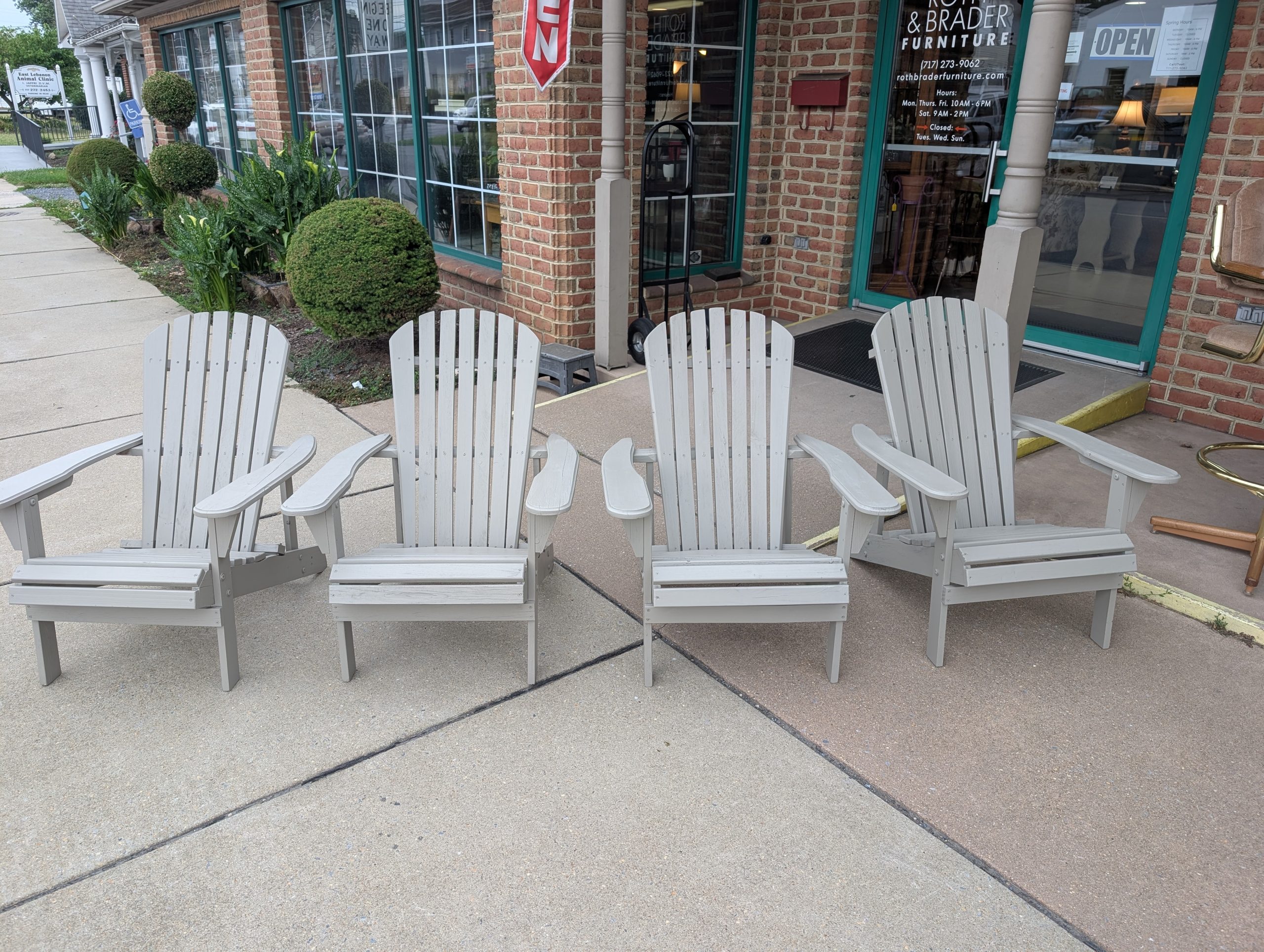 4 Gray Wooden Adirondack Chairs