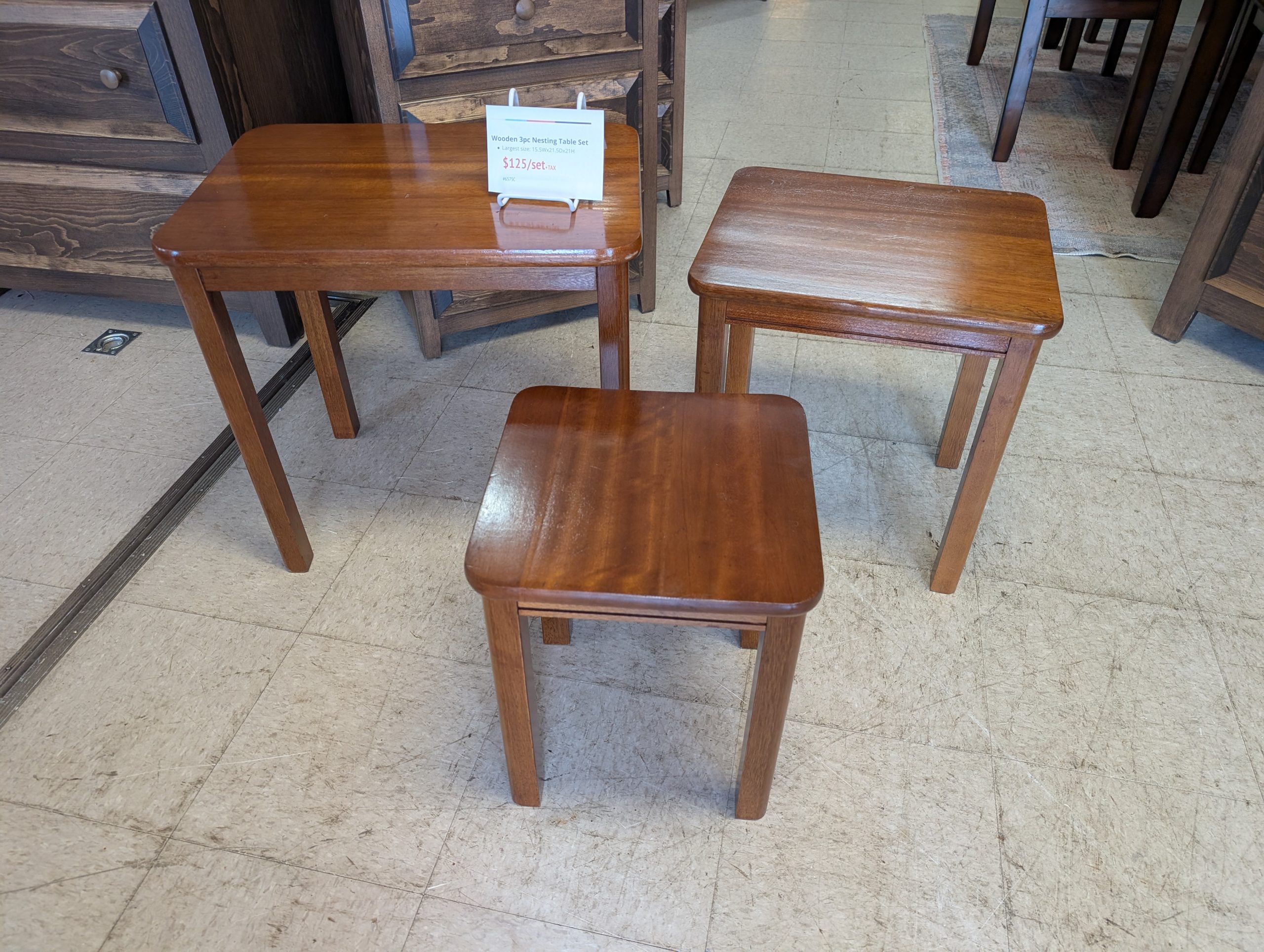Wooden Nesting End Tables - Image 2