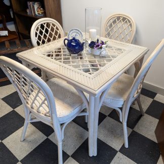 White Washed Patio Table Set