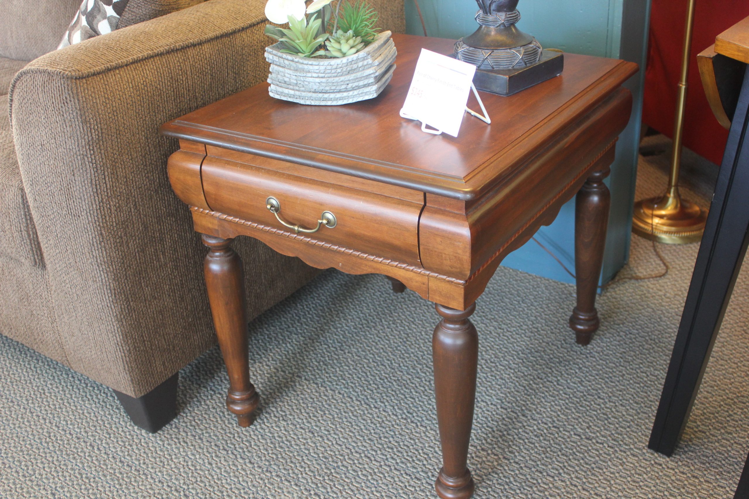 Cherry Finish End Table Set - Image 2