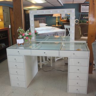 White Vanity with Lighted Mirror