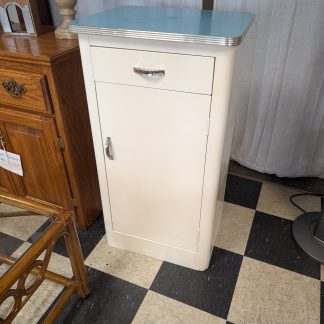 White Utility Cabinet with Aqua Top