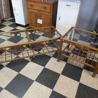 Glass Top Bamboo Table Set