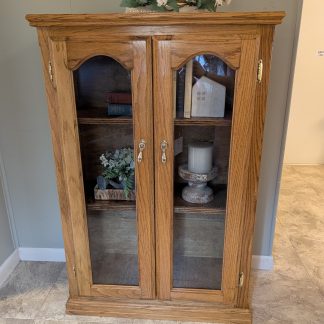 Oak Bookcase with Glass Doors