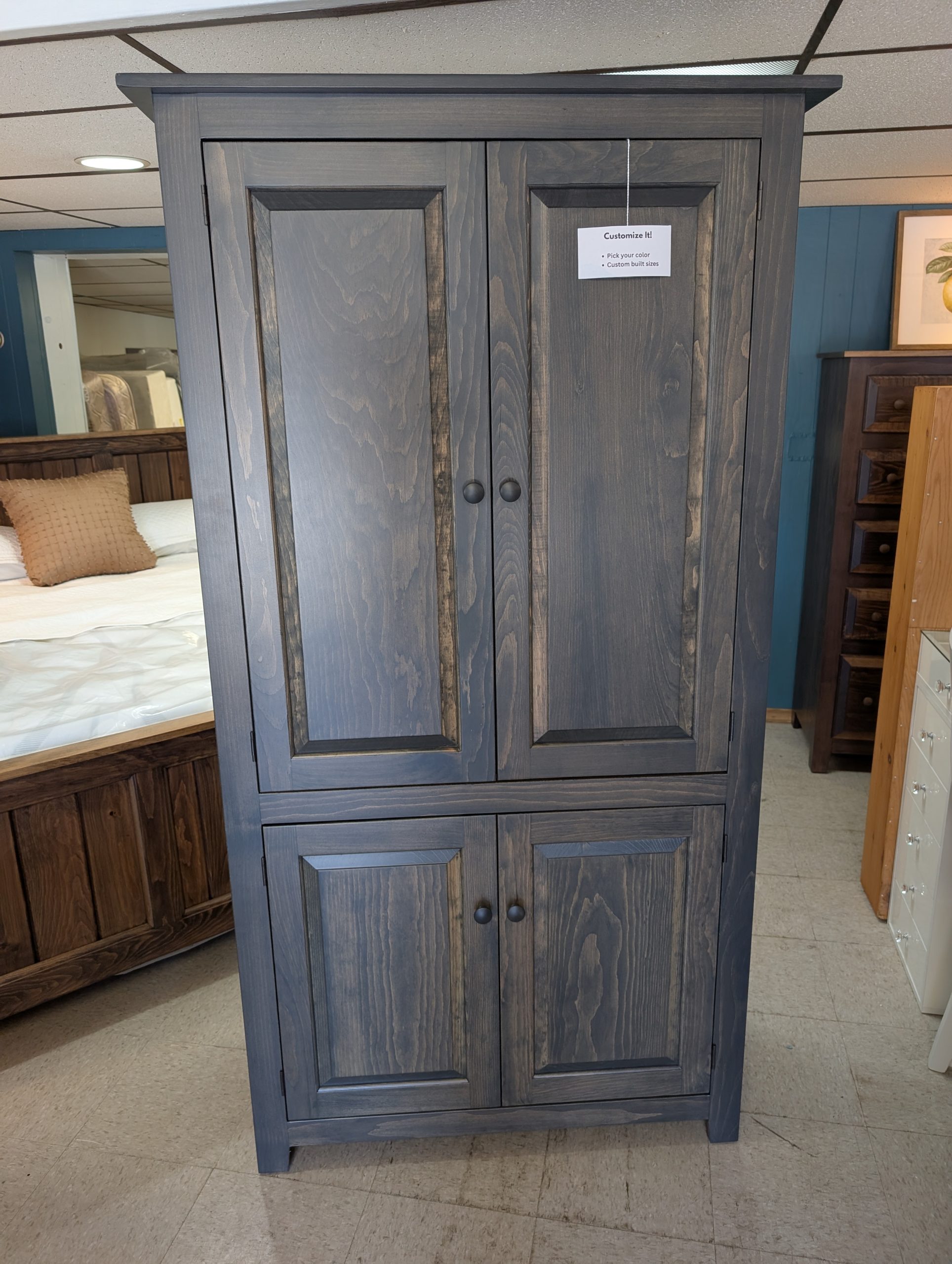 Large Slate Gray Pantry Cabinet