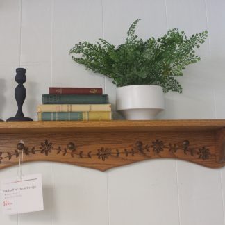 Oak Wall Shelf with Floral Design