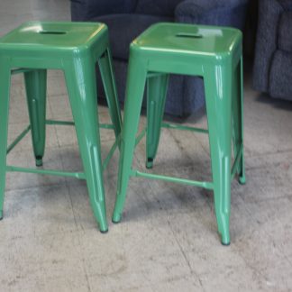 Green Metal Stacking Stool Set