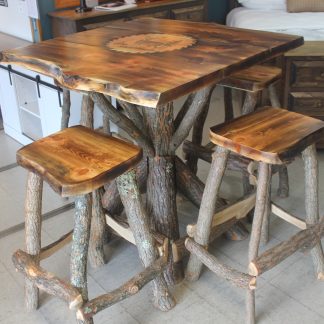 Rustic Log Pub Table Set