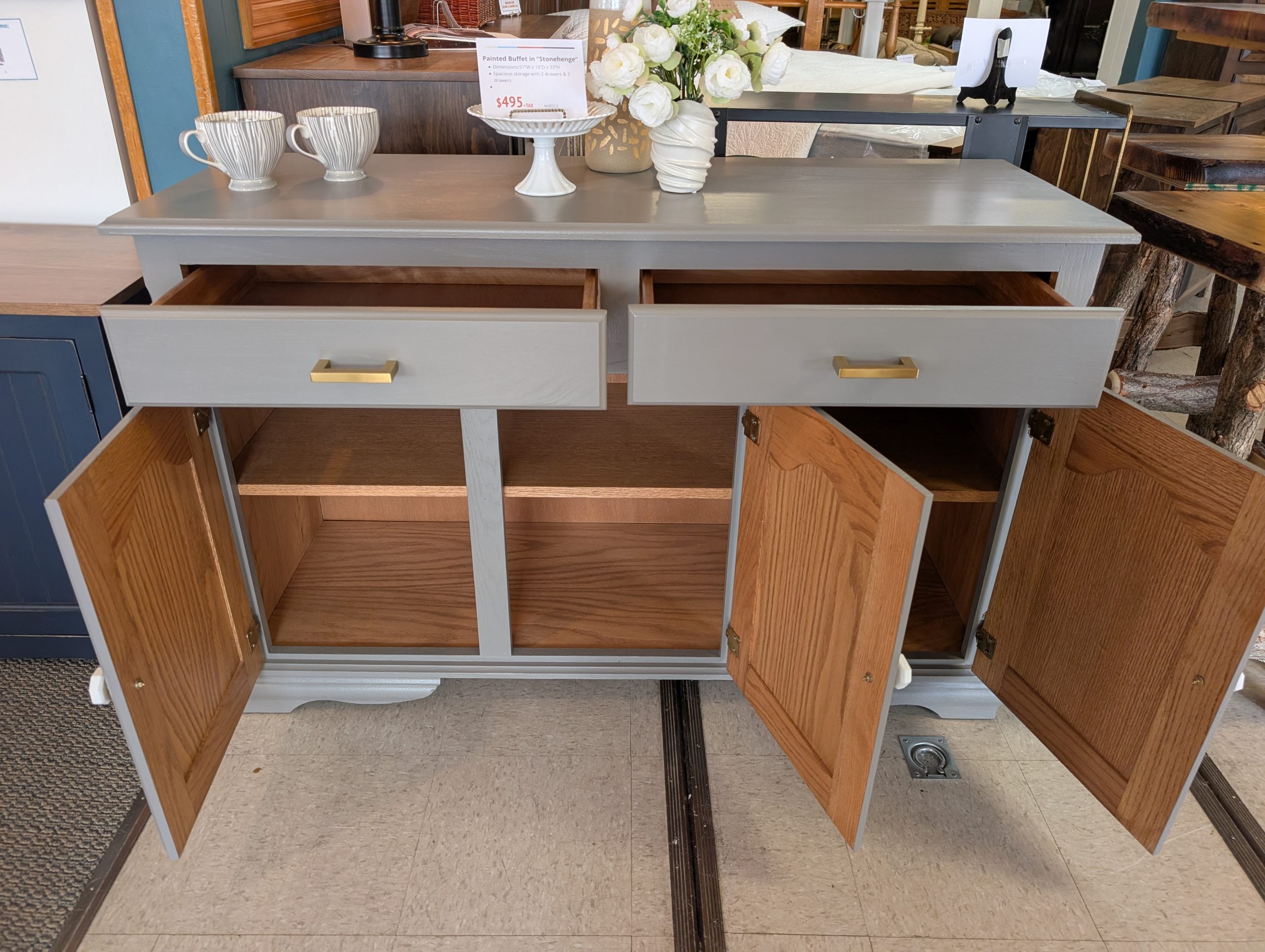 Painted Gray Buffet - Image 3