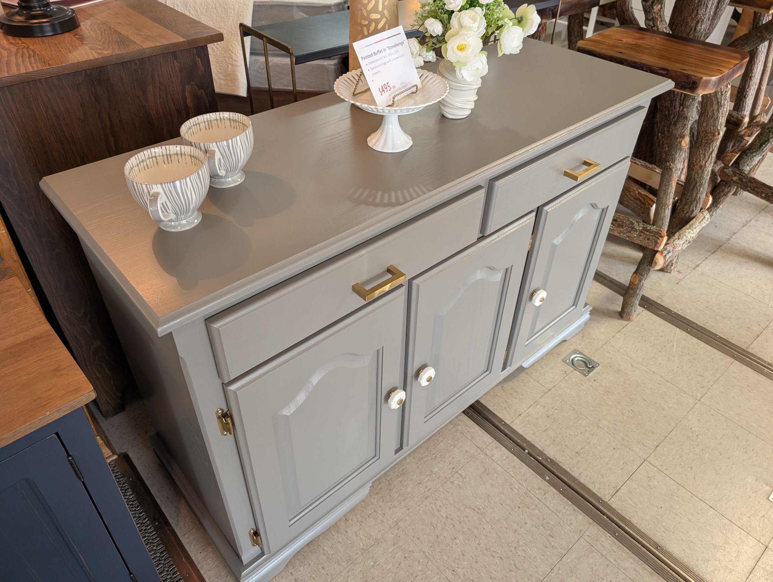 Painted Gray Buffet - Image 2