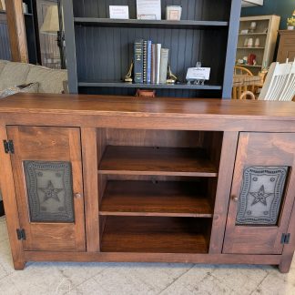 Harvest Brown TV Stand w/ Tin Doors