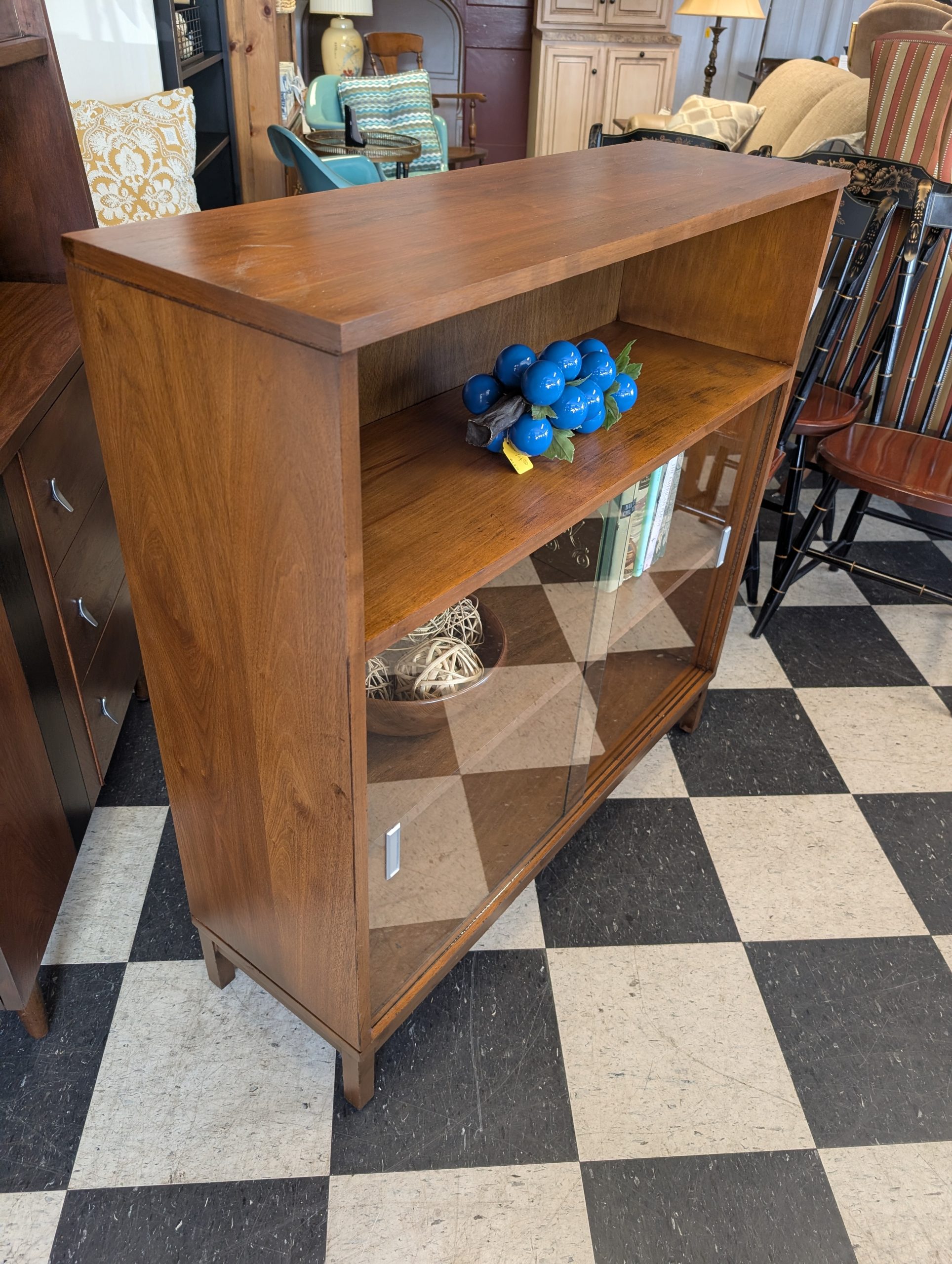 Walnut Bookcase with Glass Doors - Image 2