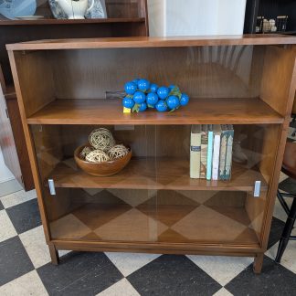 Walnut Bookcase with Glass Doors