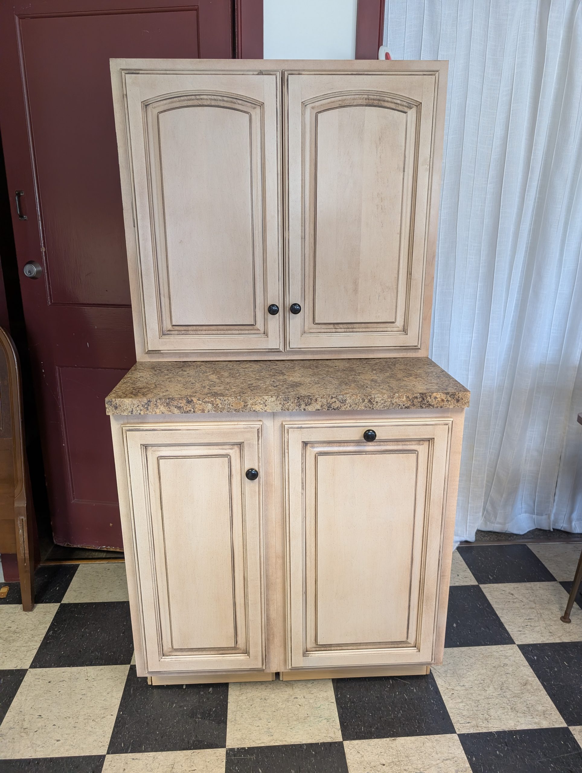 Light Finish Storage Cabinet Set