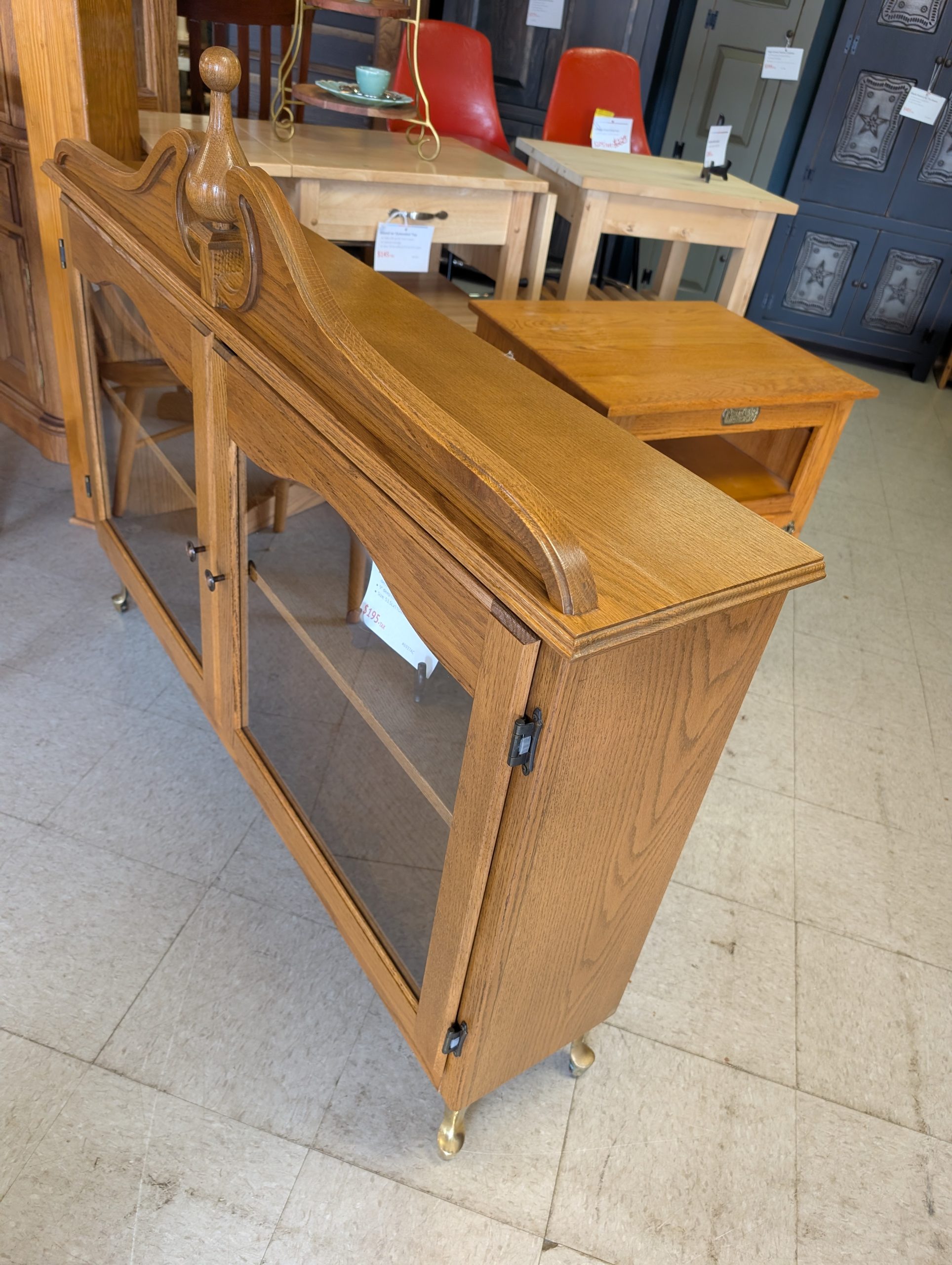 Oak Cabinet with Glass Front - Image 2
