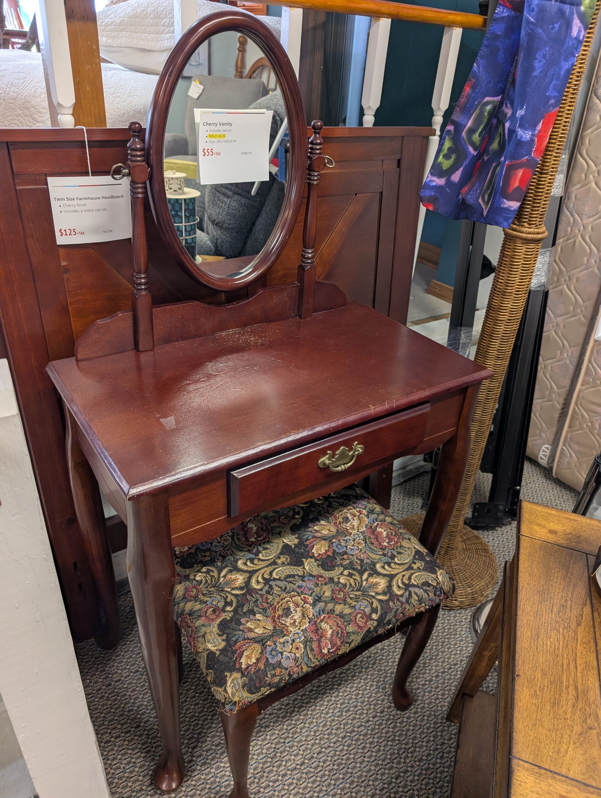 Cherry Vanity with Bench