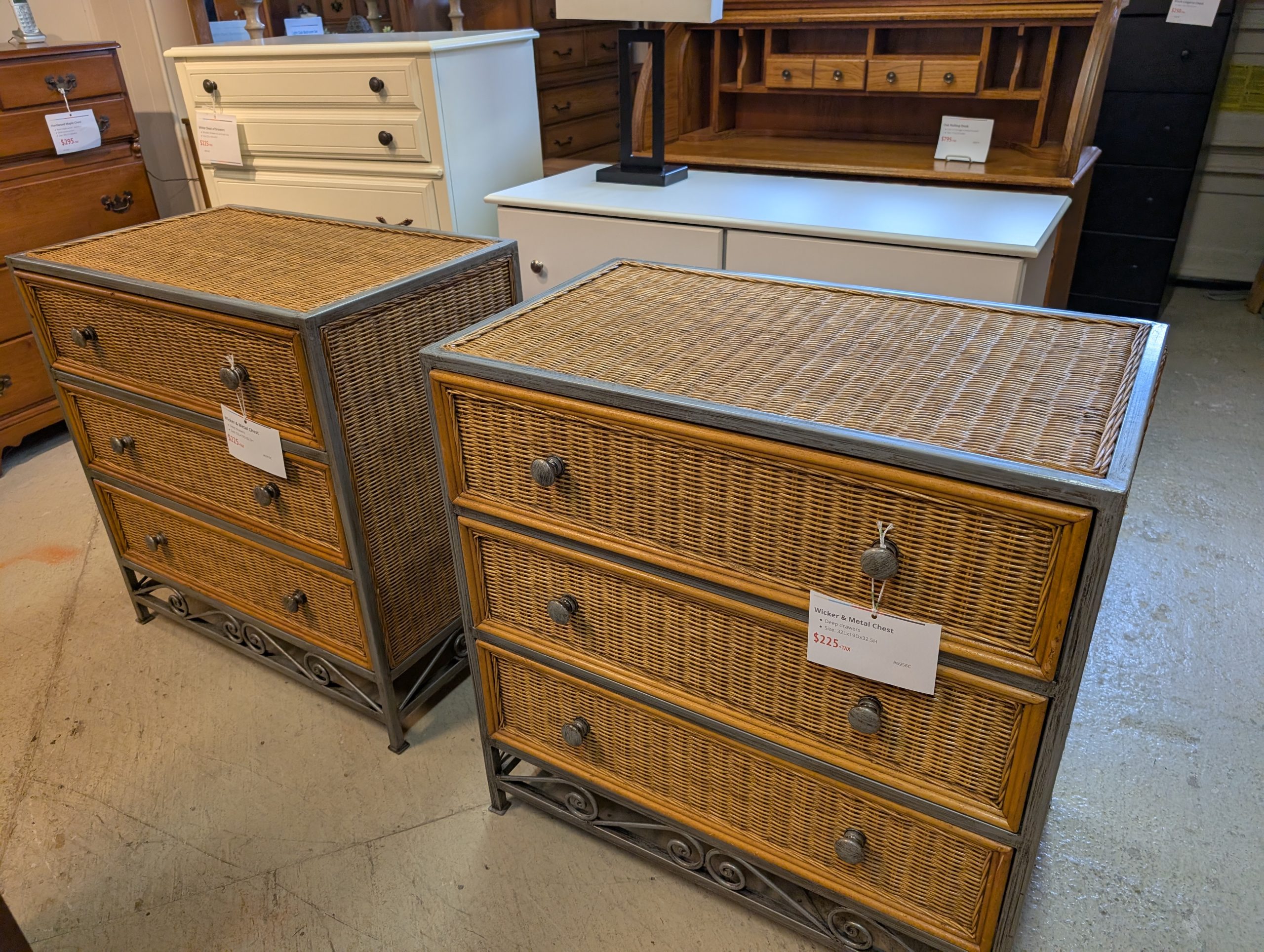 Wicker & Metal Chest of Drawers - Image 4