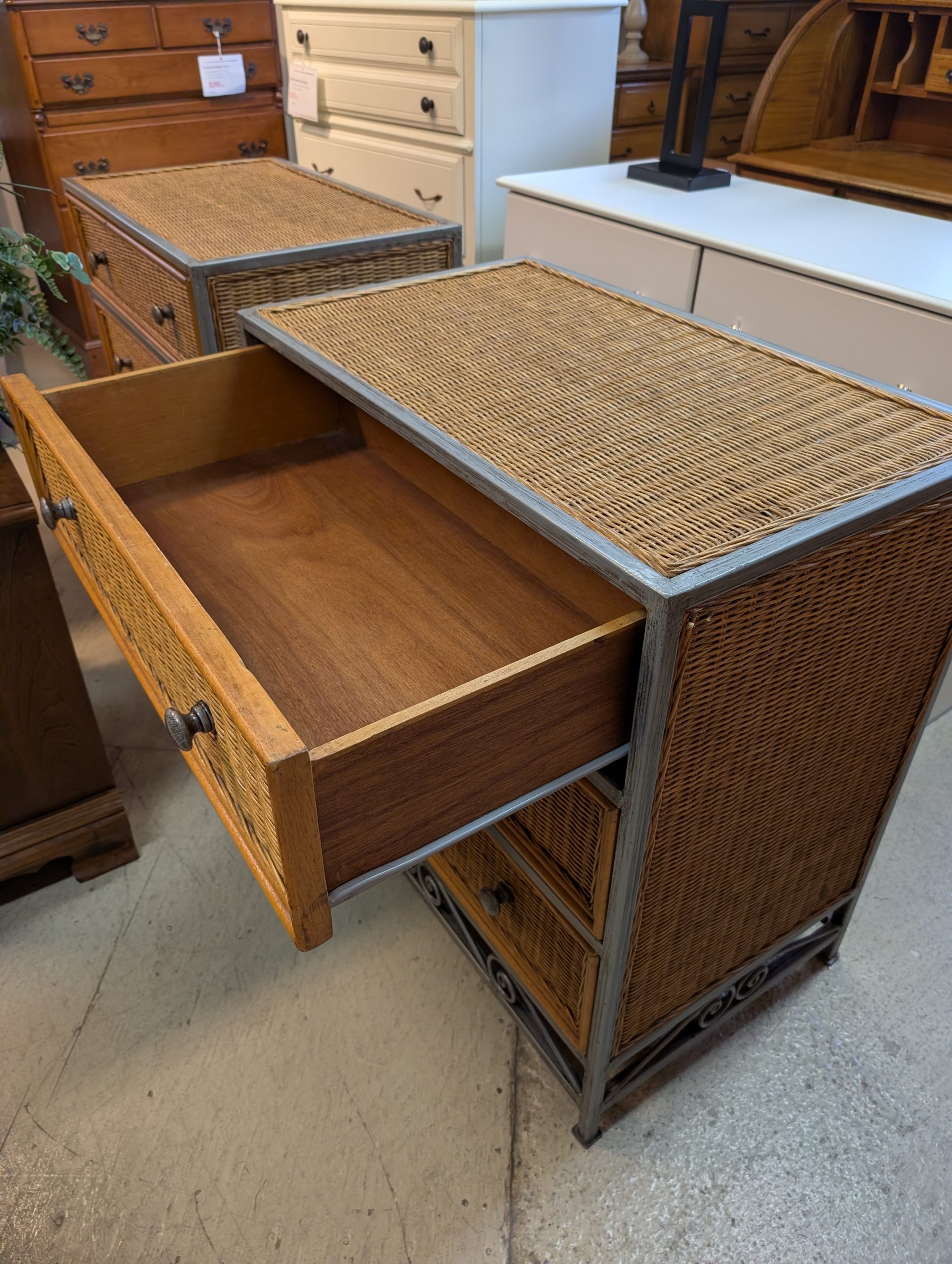 Wicker & Metal Chest of Drawers - Image 3