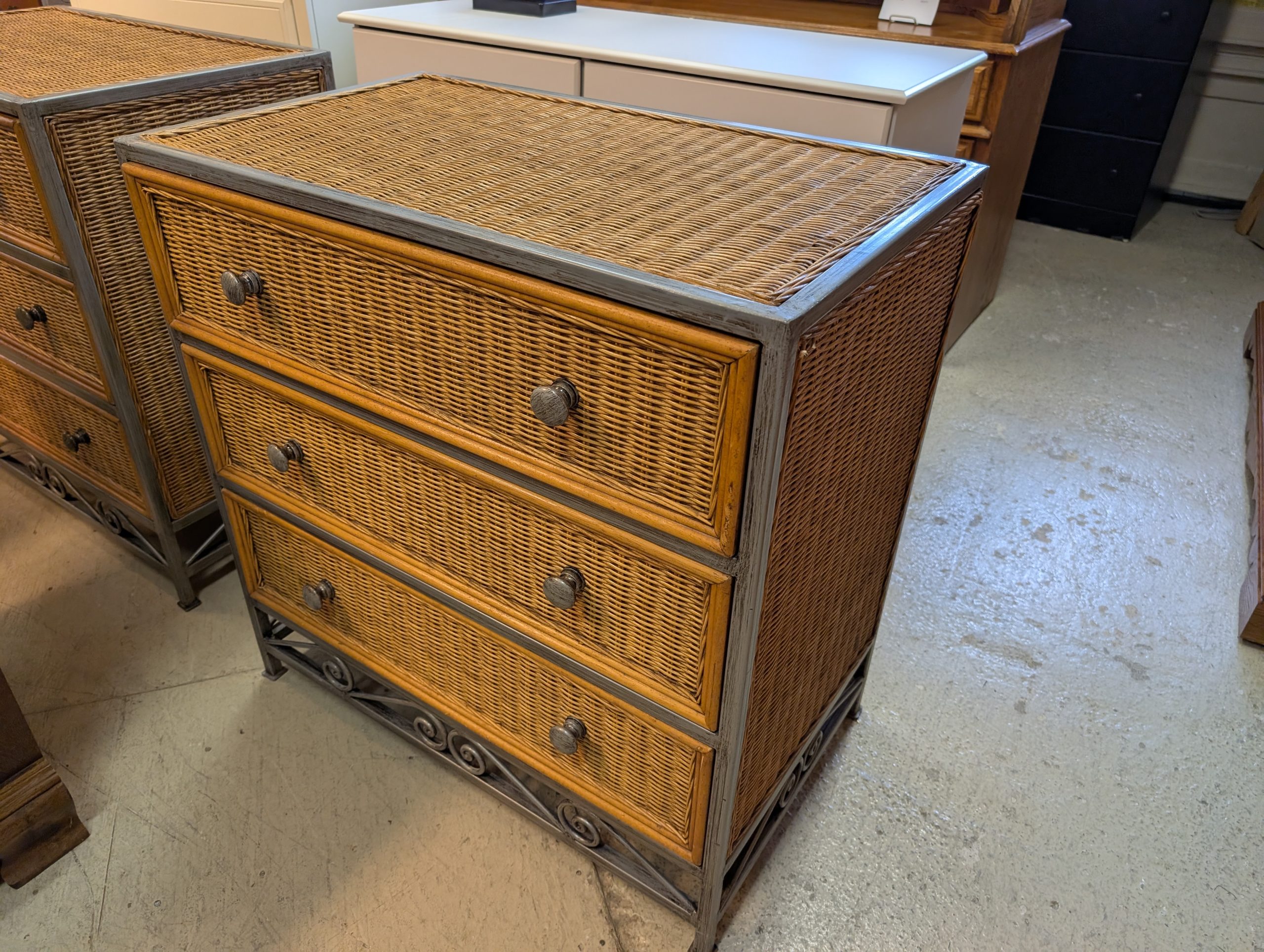 Wicker & Metal Chest of Drawers - Image 2