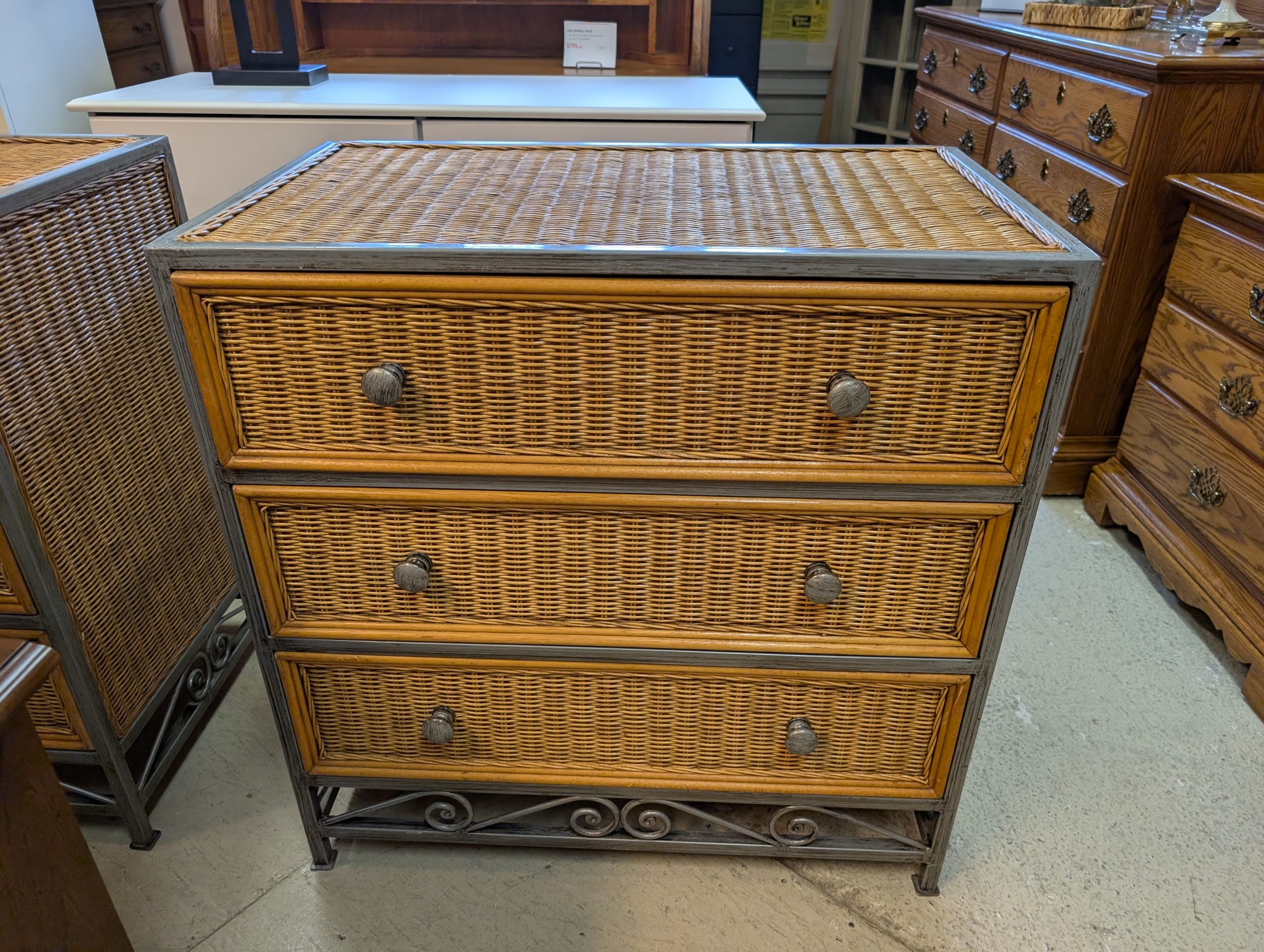 Wicker & Metal Chest of Drawers