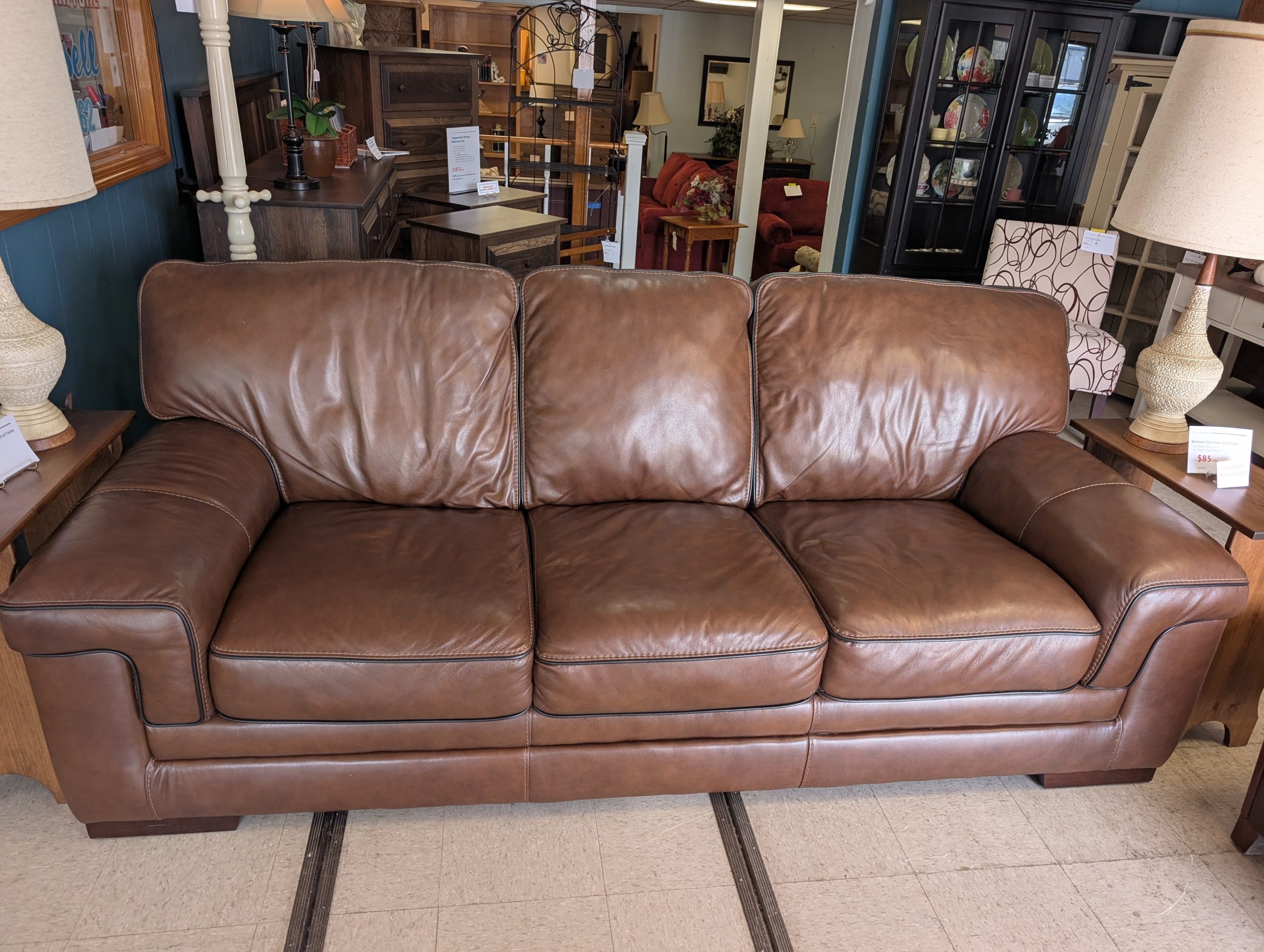 Chocolate Brown Top Grain Leather Sofa - Image 2