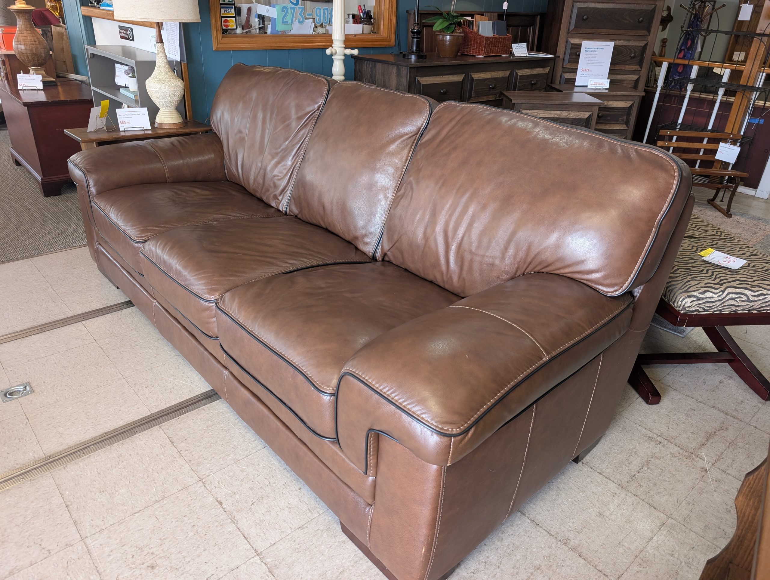 Chocolate Brown Top Grain Leather Sofa