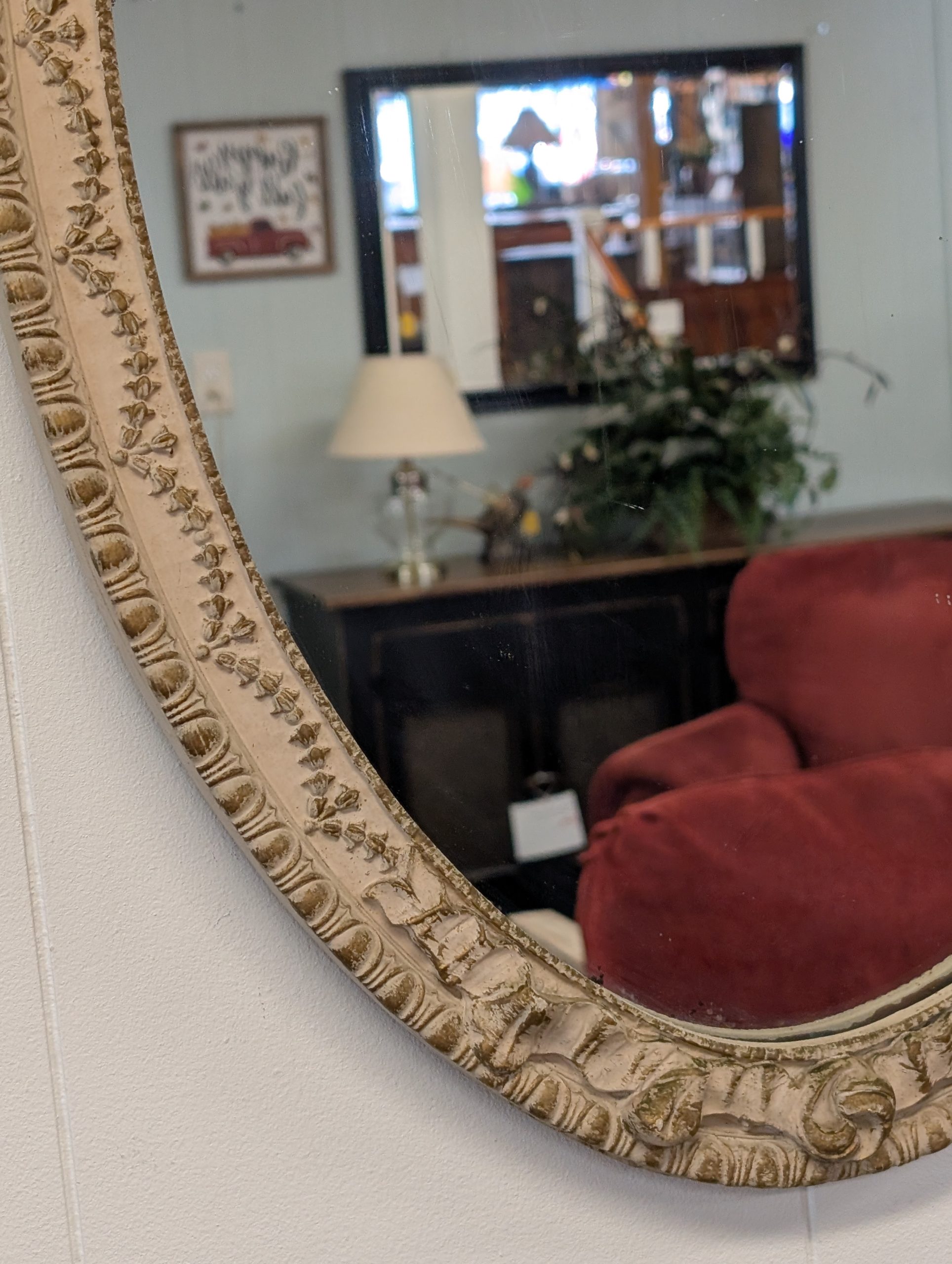 Antique Oval Mirror - Image 2